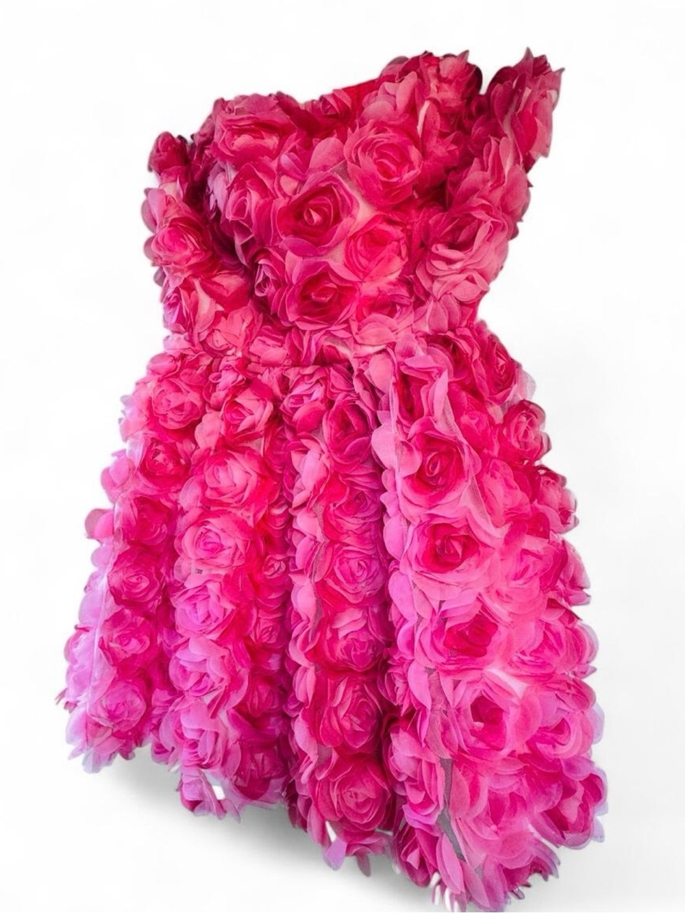 Dress the Population Sasha Strapless Rosette Mini Dress Pink Blush NWT Size L - Picture 2 of 12